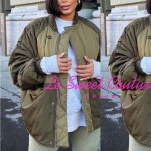 Zara Khaki Green Bomber Jacket